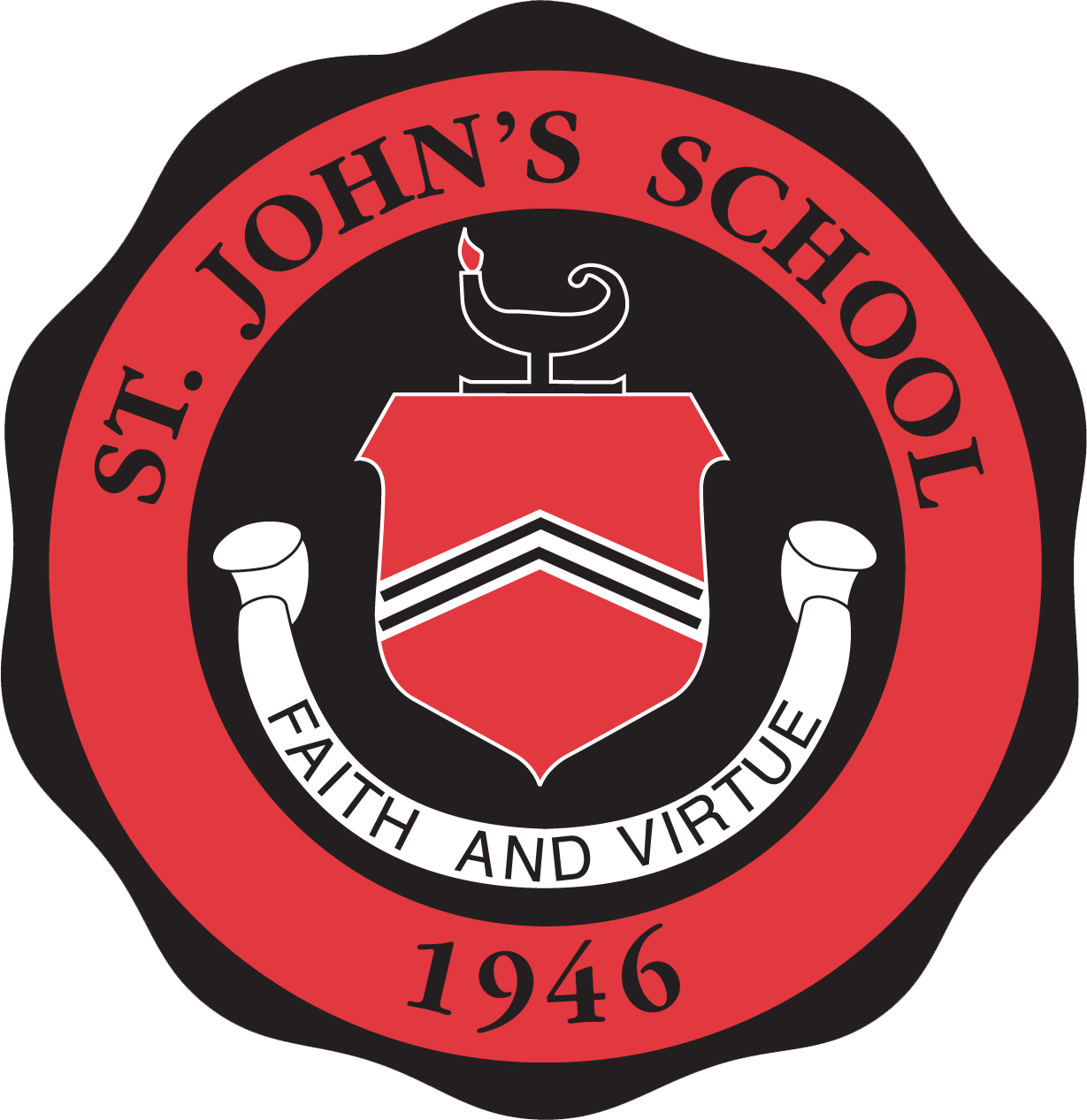 St. John's School seal: Faith and Virtue, 1946